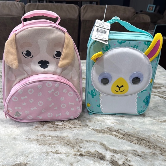 Other - Cute Pink Dog and Teal Llama Lunch Bags